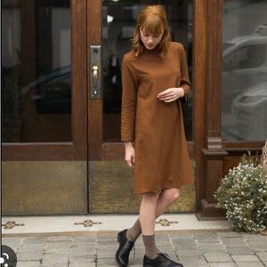 Ali golden mock neck raw silk dress